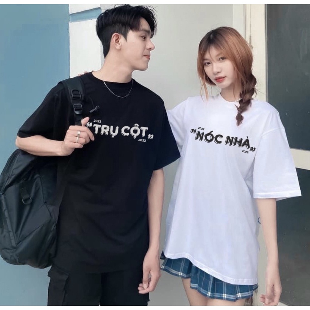 Áo thun phông nam nữ áo phông đôi in chữ TRỤ CỘT NÓC NHÀ HANOVA chất liệu cotton mát mẻ