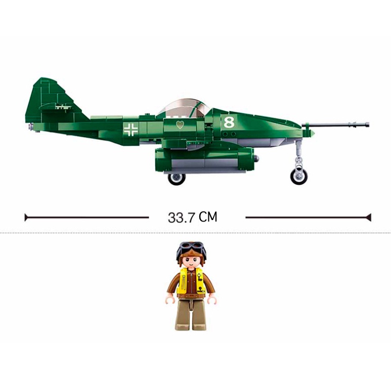 Set 388 Mô Hình Máy Bay Chiến Đấu MOC WW2 ME262 Turbo Stormbird Mới