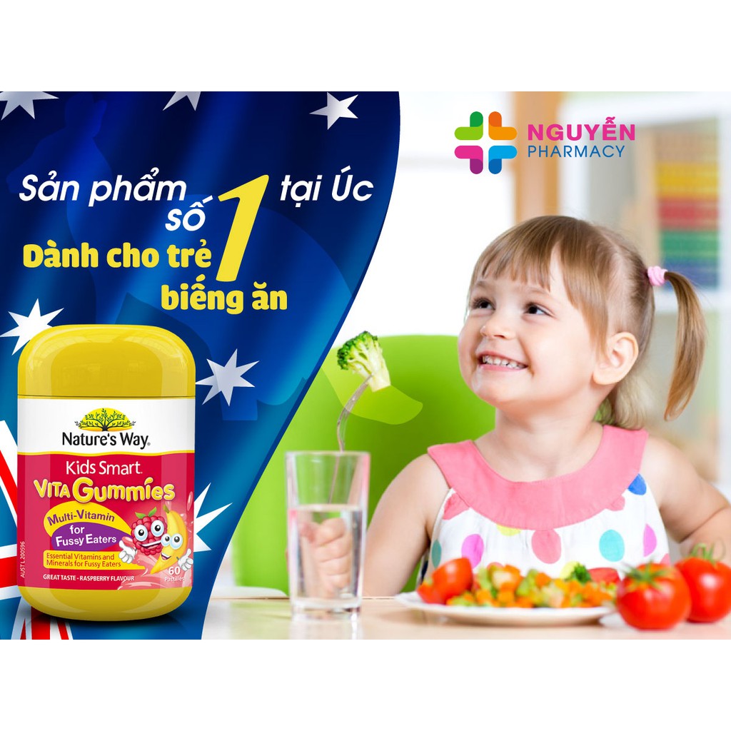 [CHÍNH HÃNG] Kẹo Vita Gummies Multi-Vitamin Nature's Way - Bổ sung vitamin, chất xơ cho trẻ biếng ăn