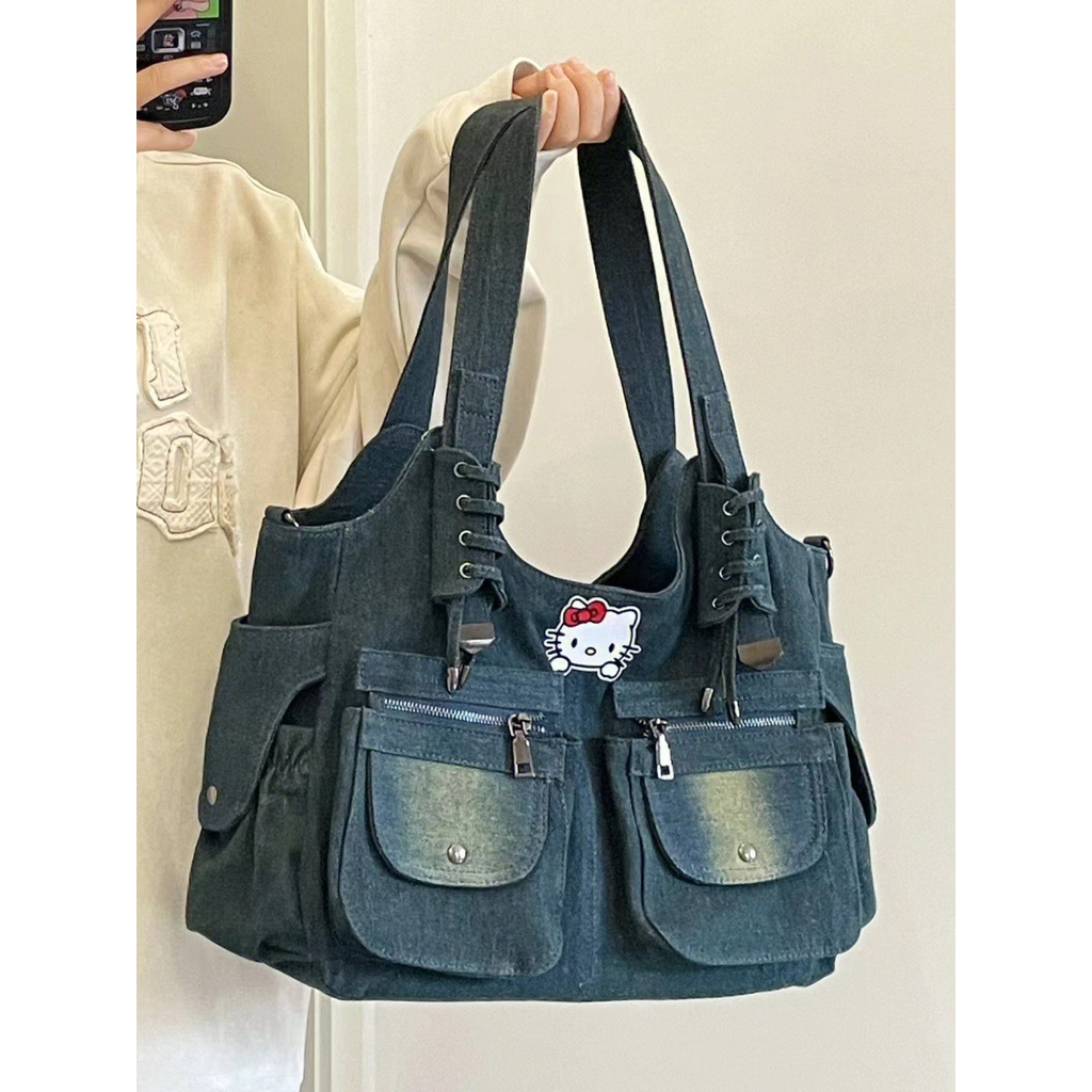 Túi Xách Nữ Vải Denim Kích Thước Lớn Phong Cách Retro Thời Trang Mới 2022 y2k