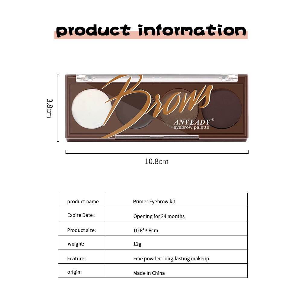 Bảng 4 màu SANIYE trang điểm lông mày  12g 909