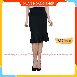 Chân Váy Công Sở, Lưng Cao, Kiểu Dáng Đuôi Cá Đẹp Mc Fashion, Dài Qua Gối, Đen, Size Đủ, Chất Co Giãn Nhẹ Cv0616