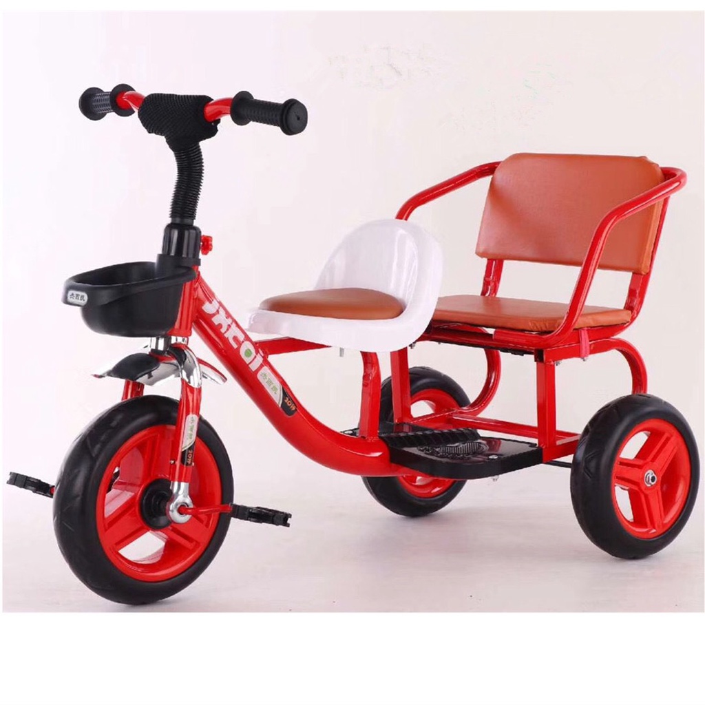 Xe đạp xích lô 3 bánh 2 chỗ ngồi to rộng có đệm lót cho bé