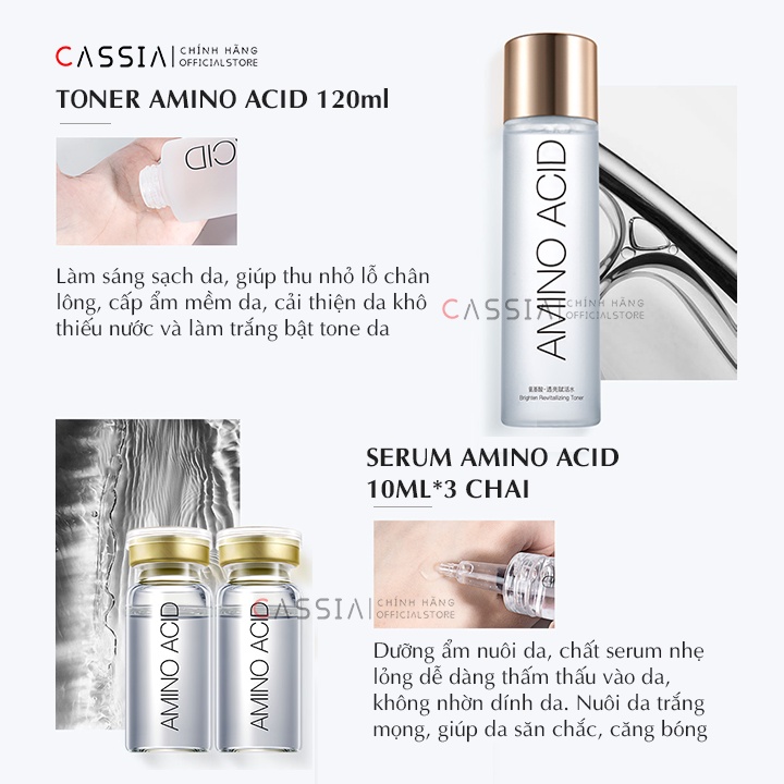 Bộ Chăm Sóc Da Dưỡng Ẩm Trắng Da Amino Acid, Sữa rửa mặt Toner Serum, Kem Dưỡng Chống Lão Hóa, Se Khít Lỗ Chân Lông