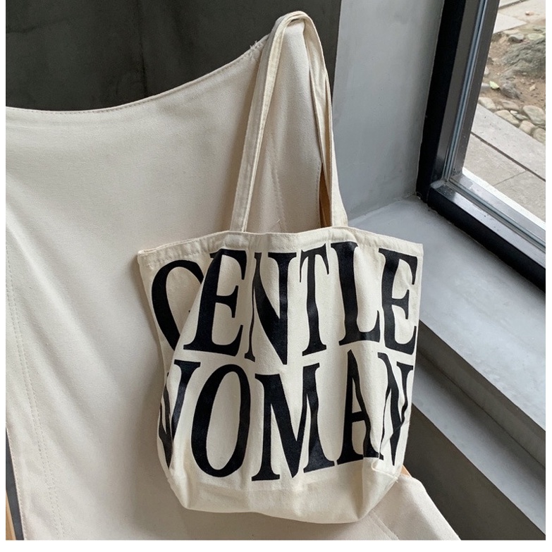 Túi tote in chữ gentle woman thời trang vừa lap