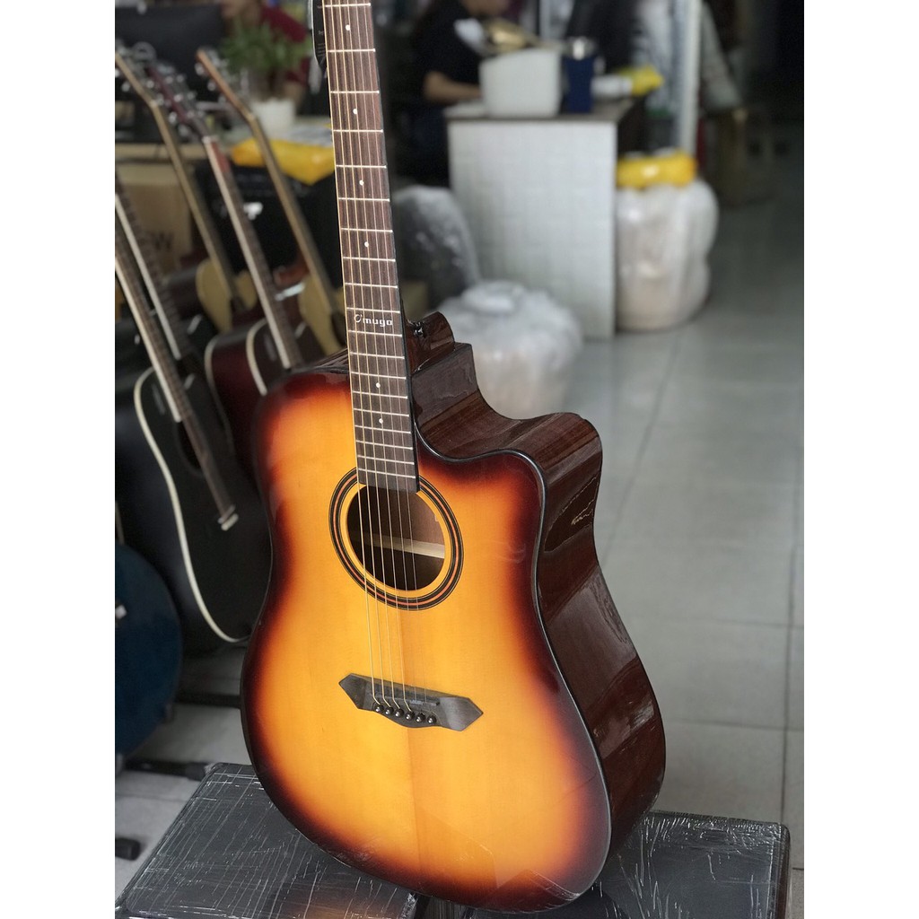 [Tặng kèm phụ kiện] Đàn guitar acoustic Omugo gỗ mahogany màu hoàng hôn