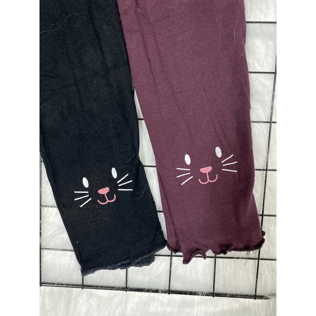Quần legging cotton len hình mèo dễ thương bé gái từ 8-18kg