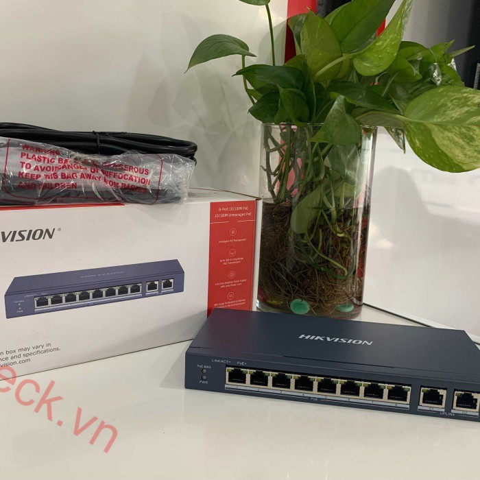 Switch mạng 8 cổng PoE Hikvision DS-3E0310P-E/M 2 cổng uplink 10/100 Mbps chính hãng mới 100% | BigBuy360 - bigbuy360.vn