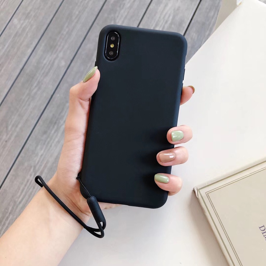 Ốp điện thoại TPU mềm màu kẹo có dây co giãn cho IPhone X XR XS max | BigBuy360 - bigbuy360.vn