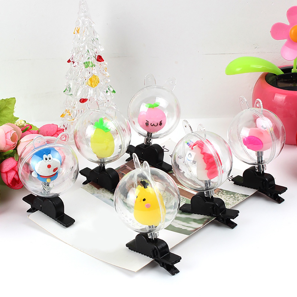 |Superbaby| Kẹp Tóc Búp Bê Hoạt Hình Trong Suốt Có Đèn LED