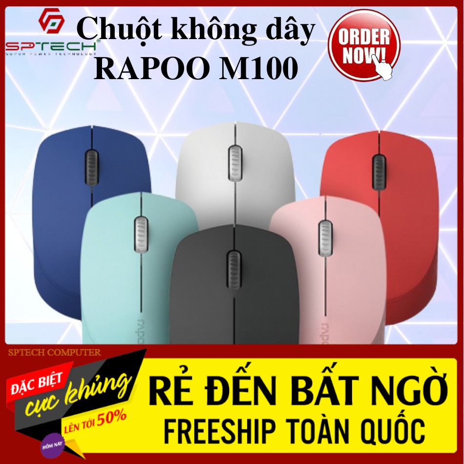 Chuột Không Dây 💎𝓕𝓡𝓔𝓔𝓢𝓗𝓘𝓟💎 Mouse Ko Dây Rapoo Silent M100 (BH 6 Tháng) SPTECH COMPUTER