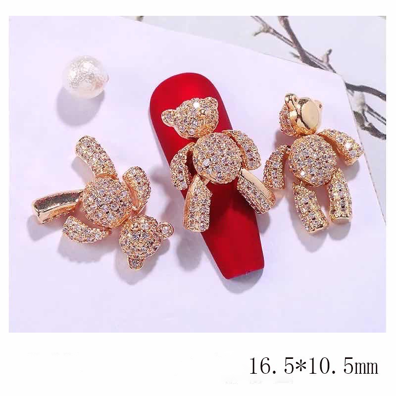 phụ kiện gấu cử động gắn móng tay nail 1 viên