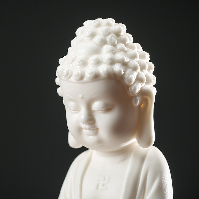 Tượng Phật Bằng Gốm Sứ Trắng Nhỏ Dùng Trang Trí Nhà Cửa / Văn Phòng