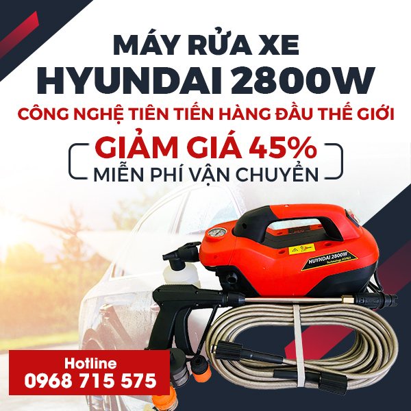 Máy rửa xe mini I Máy rửa xe cao áp HYUNDAI 2800W YM900 -bảo hành 24t