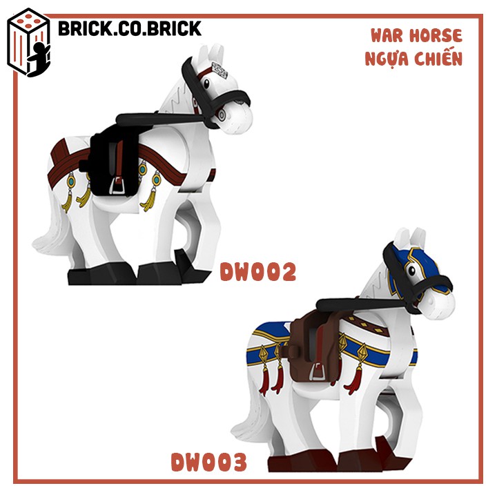 Ngựa Trung Cổ Kèm Dây Cương và Đai Đồ Chơi Lắp Ráp Minifig Mô Hình Ngựa Chiến War Horse Castle DW001 - DW006