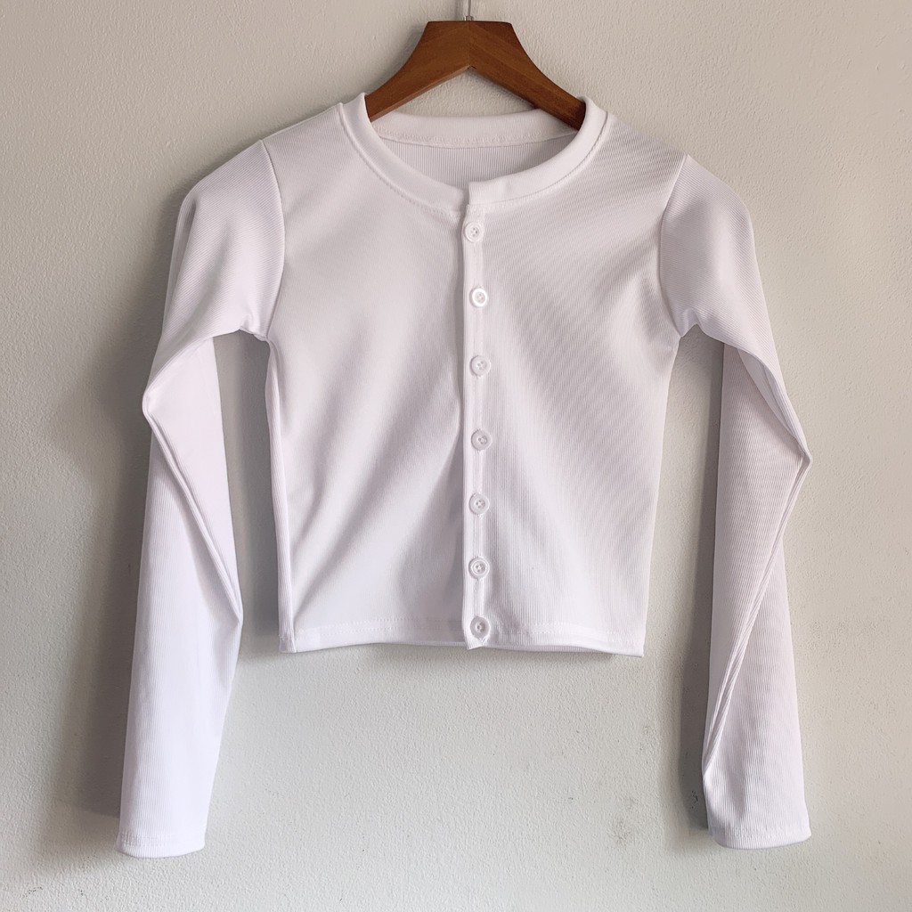 Áo Croptop YAN Cổ Tim Tay Dài Phối Khuy Unisex (4 | BigBuy360 - bigbuy360.vn