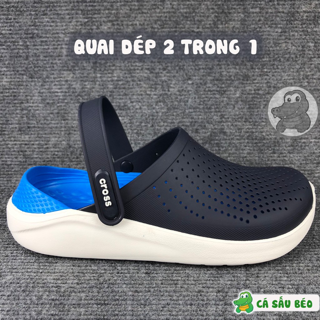 Dép Cross Literide Nam Nữ màu XANH NAVY- đế XANH DƯƠNG, Hàng loại 1 full box, full tag