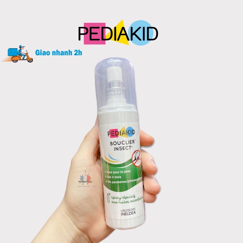 XỊT CHỐNG MUỖI PEDIAKID – 100% THẢO MỘC THIÊN NHIÊN- Pediakid Bouclier Insect Spray Action Préventive