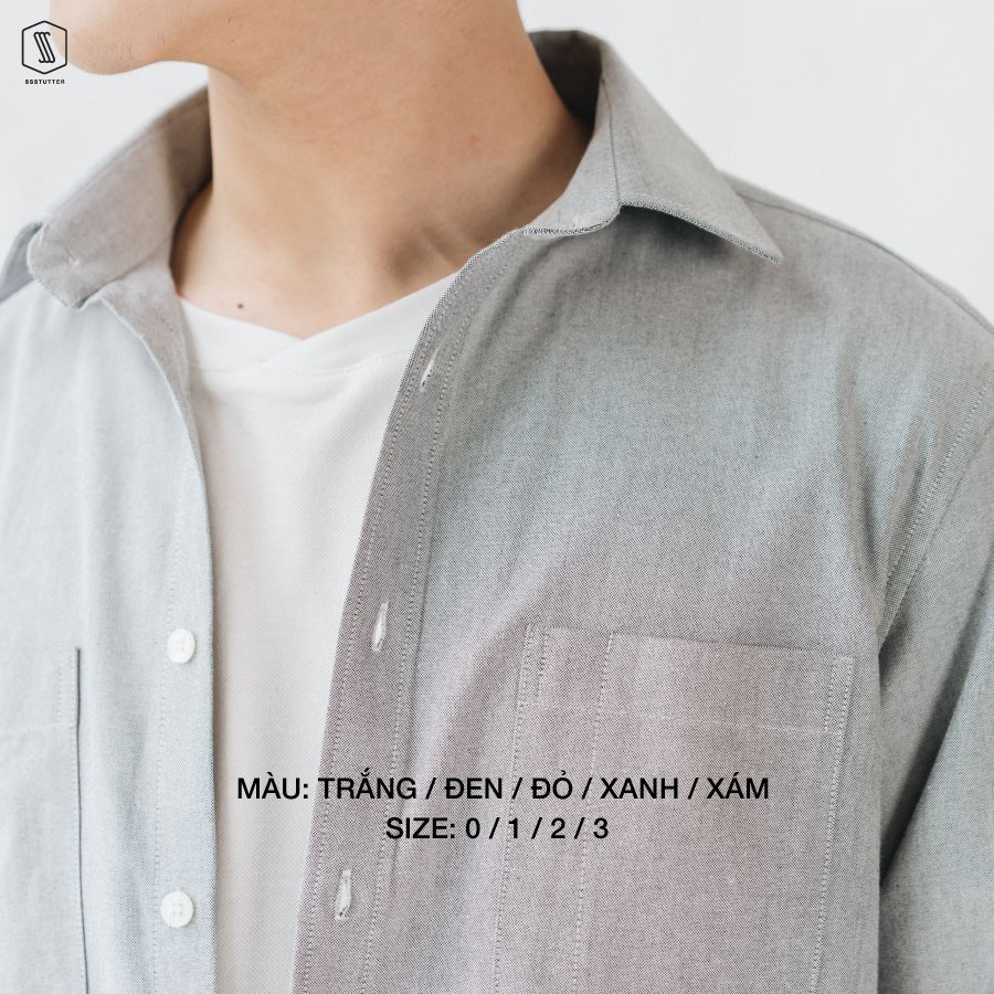 Áo sơ mi nam dài tay thiết kế cổ đức 2 túi ngực SSSTUTTER vải Cotton cao cấp thấm hút mồ hôi 5 màu Oval Shirt | BigBuy360 - bigbuy360.vn