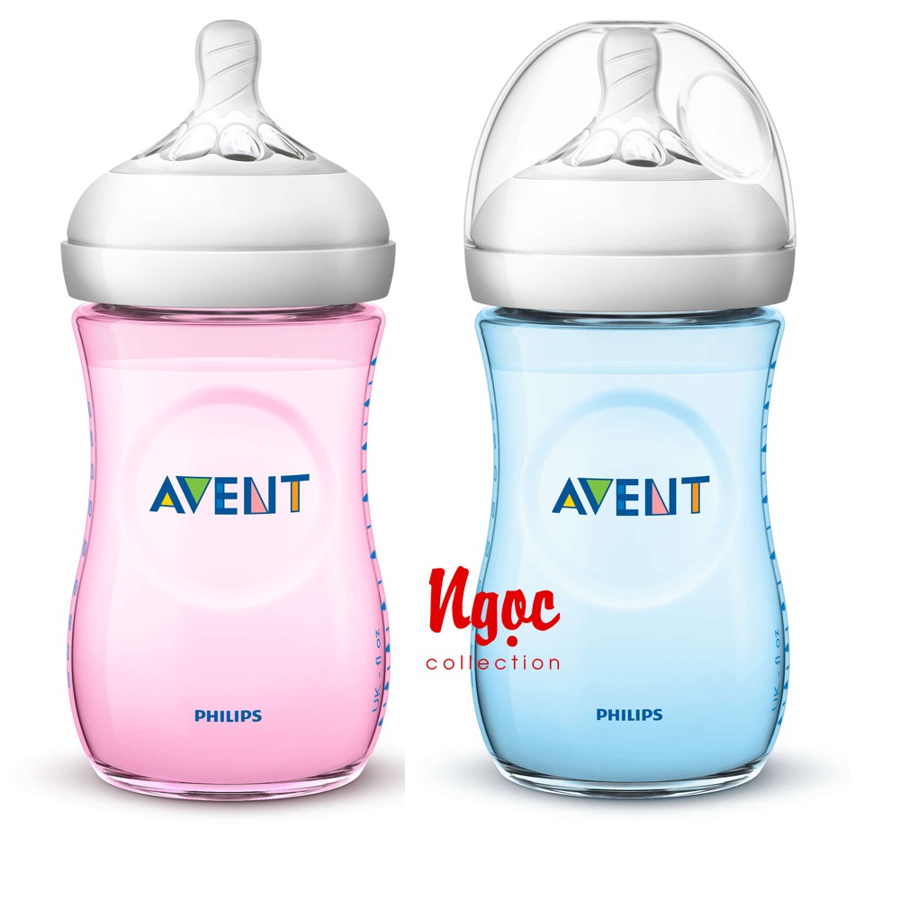 Bình sữa Philips AVENT Natural 260ml màu Xanh - Hồng