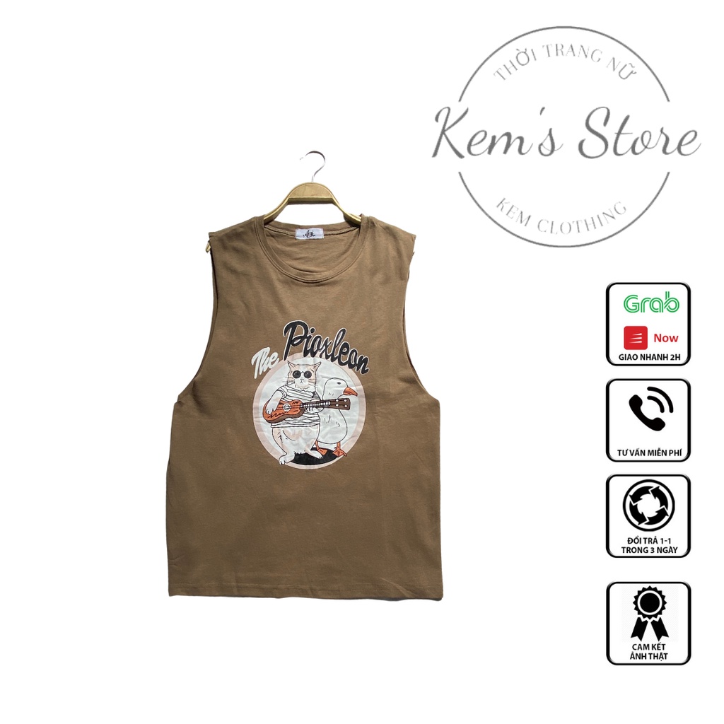 Áo ba lỗ unisex nam nữ, Áo tank top nữ siêu cute hình ngộ nghĩnh | BigBuy360 - bigbuy360.vn