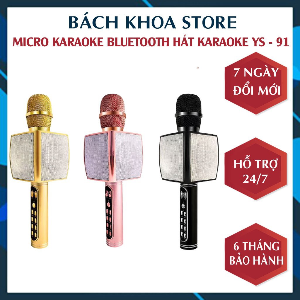 Micro Karaoke Bluetooth YS-90 JVJ, Micro Thu Âm Cầm Tay Kèm Loa Không Dây Dễ Sử Dụng - BH 6 tháng