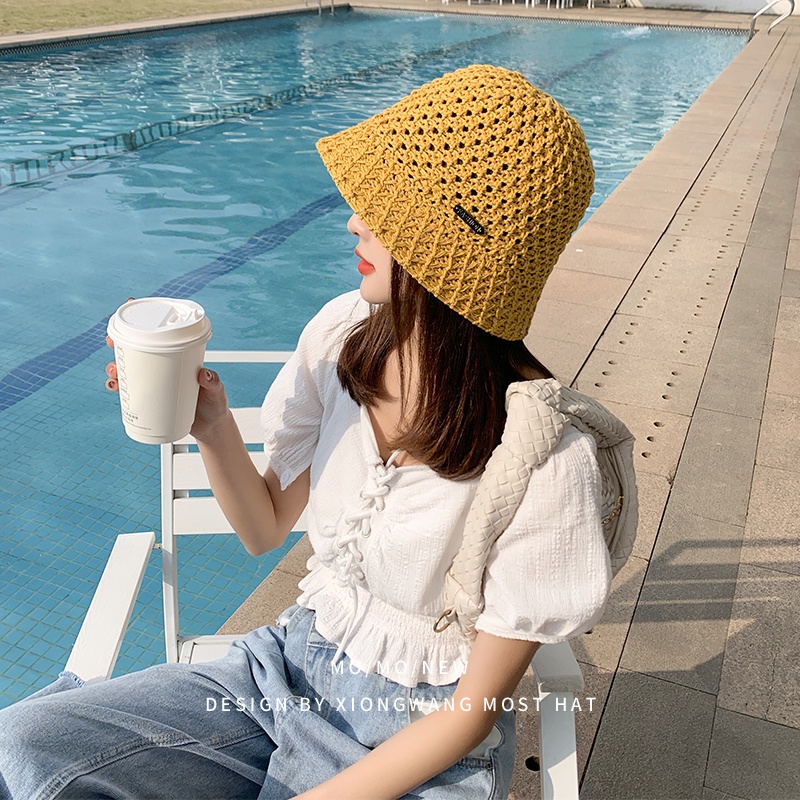 Mũ Bucket Dệt Kim Hở Lỗ Phong Cách Hàn Quốc Thời Trang Xuân Hè Cho Nữ
