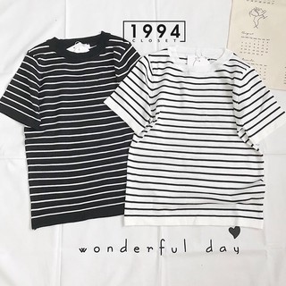 Áo len kẻ mỏng One tay cộc AP319 1994closet