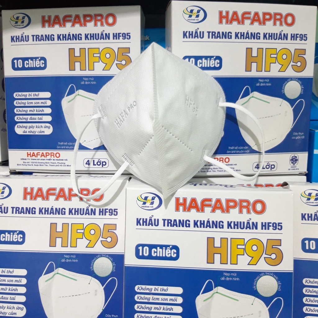 Khẩu Trang Y Tế HAFAPRO Màu Trắng, Xám 4 Lớp Kháng Khuẩn Siêu Kín, Kiểu N95