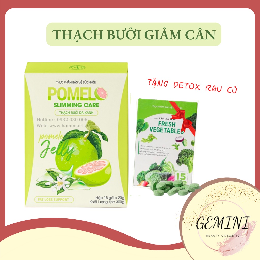 Thạch bưởi da xanh Pomel Slimming care giảm cân 1 hộp 15 thanh