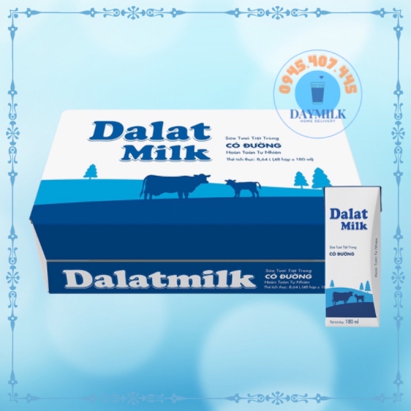 Thùng 48 hộp Sữa Tươi Tiệt Trùng Dalat Milk 180ml