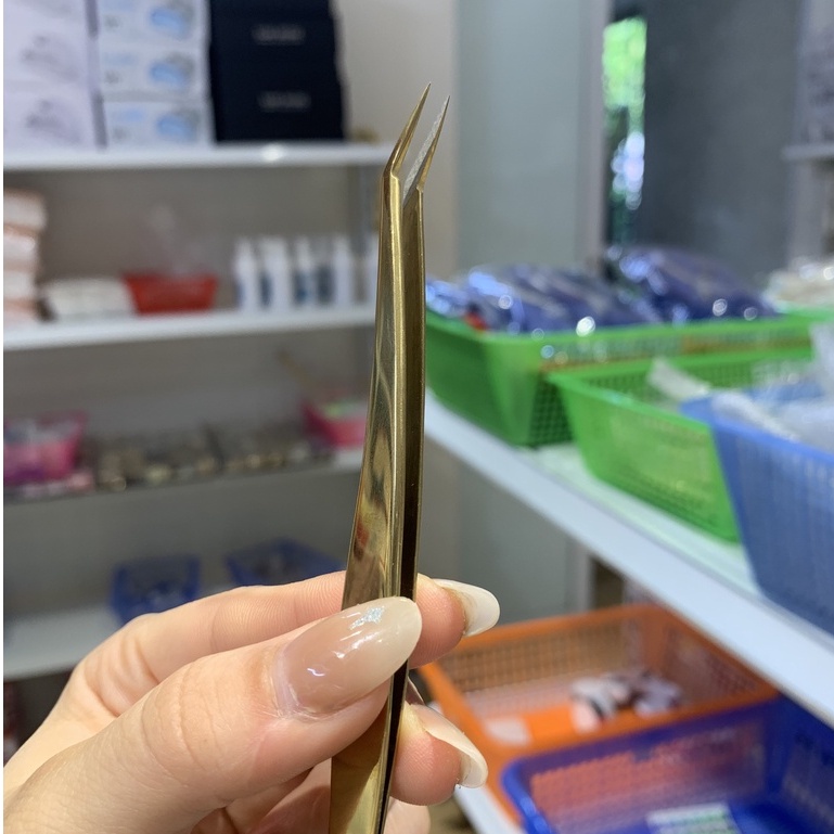 Nhíp nối mi, nhíp tách mi classic cá heo vàng gold - chuyên dụng cho thợ nối mi