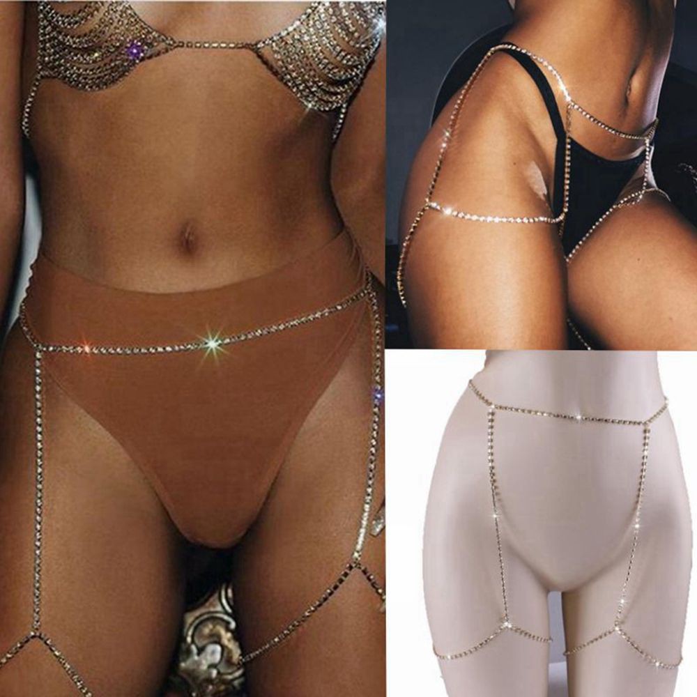 Dây đeo vùng đùi đính đá phong cách thời trang cho phái nữ