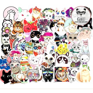 50 Sticker “Mèo Con đáng yêu” chống nước, chống thấm. Dán hành lý, xe máy, máy tính xách tay v.v.