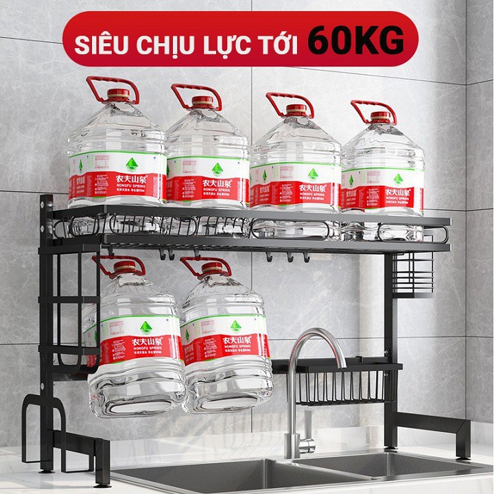 Kệ Để Bát Đĩa Đa Năng Thông Minh - 1 TẦNG - Giá Để Đồ Chén Đĩa Trên Bồn Rửa Bát Thép Carbon Sơn Đen Cao Cấp