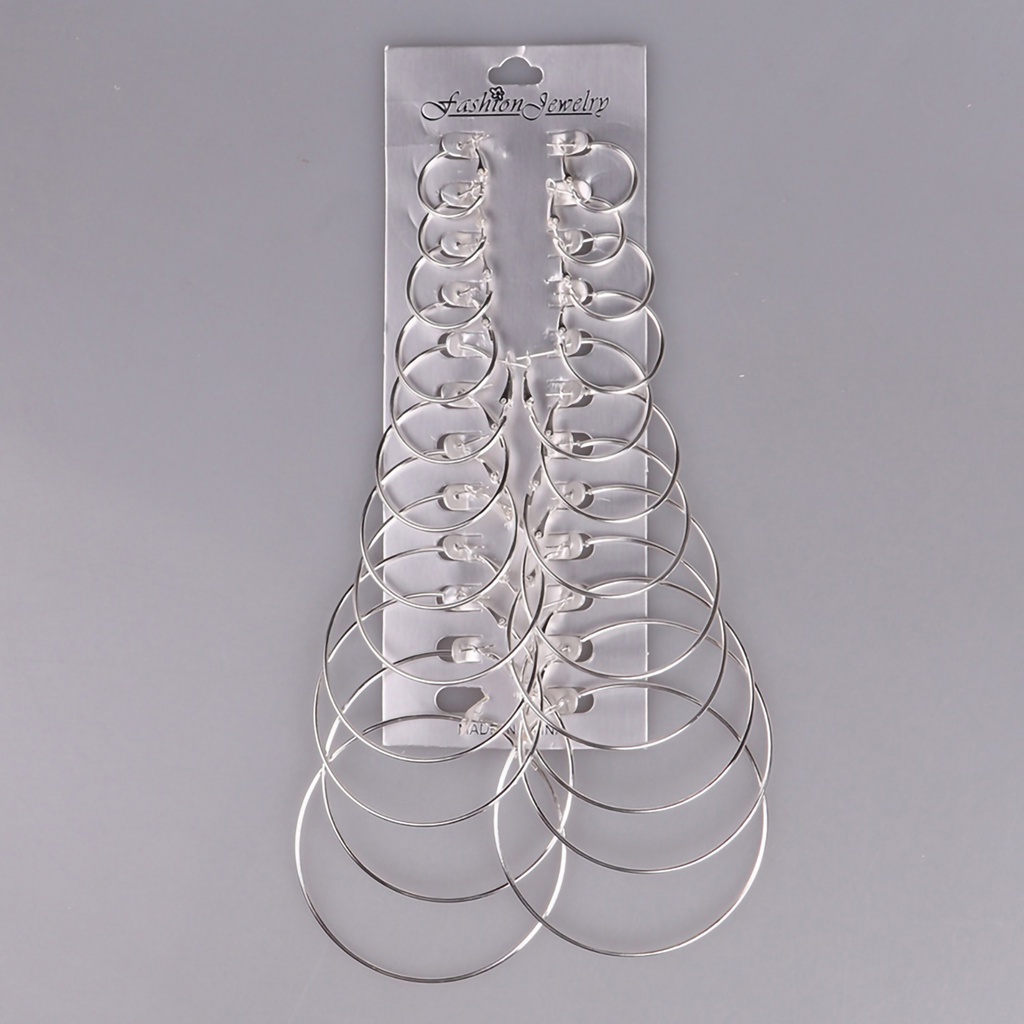 Set 12 đôi khuyên tai tròn mạ vàng / bạc thời trang cá tính dành cho nữ