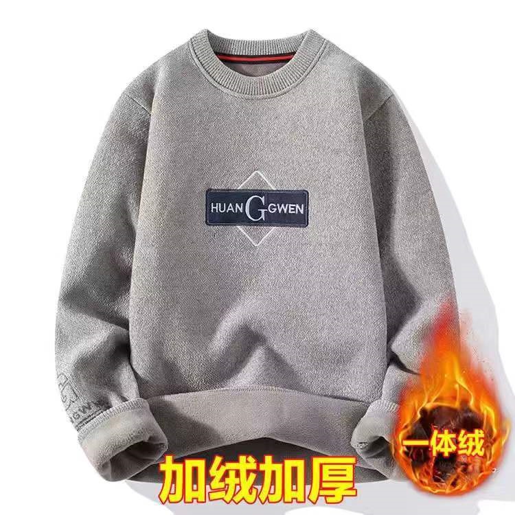 Áo Sweater Một Mảnh Lót Lông Cừu Dày Dặn Giữ Ấm Mùa Đông Phong Cách Hàn Quốc Cho Nam Trung Niên