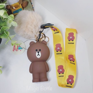 Móc khoá pompom gấu brown & thỏ cony