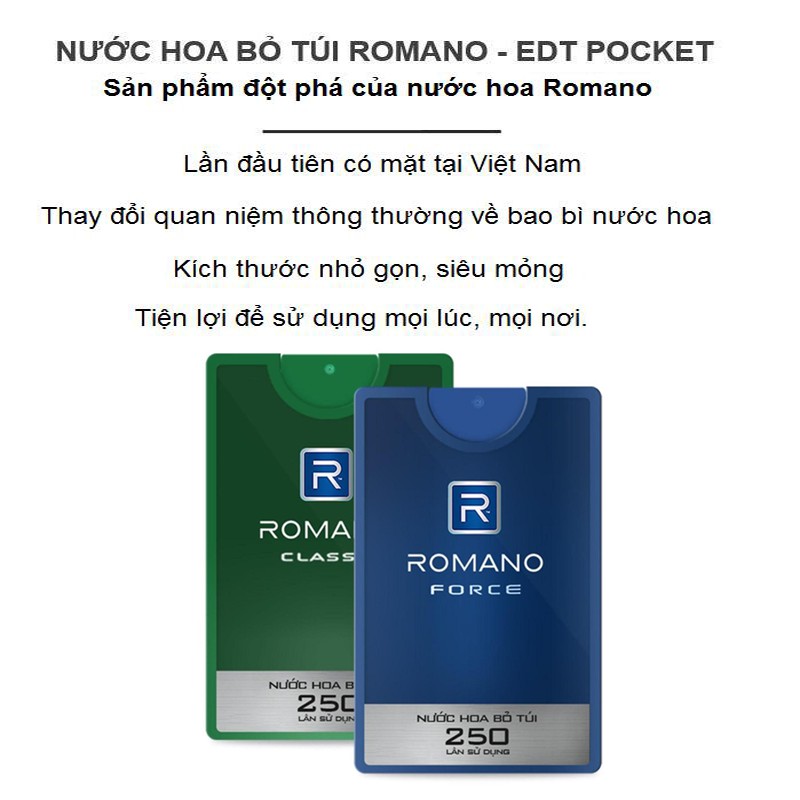 Nước Hoa Romano( Mẫu mini bỏ túi) 18ml/chai