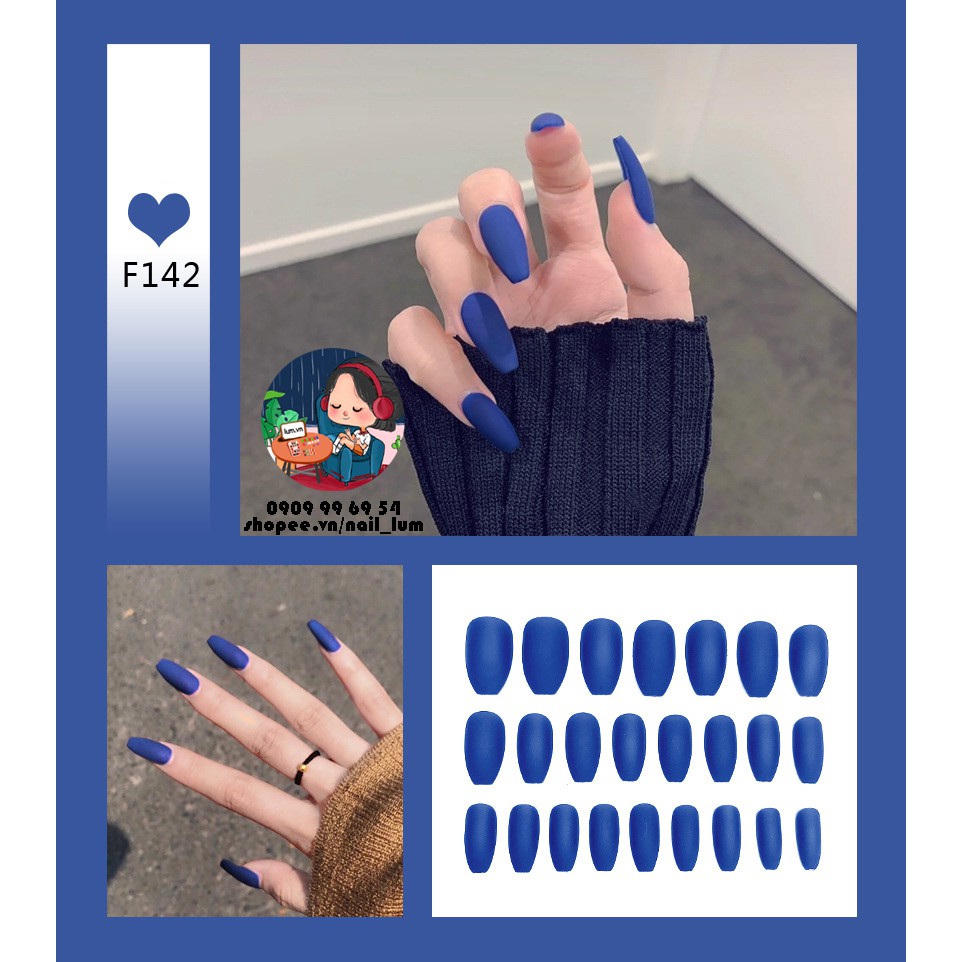Móng Giả - Nail Dài Đơn Màu [Sẵn Keo - Đóng Hộp 24 Mẫu Đủ Size]