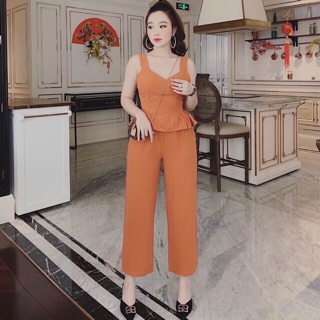 Sét Bộ Quần Ống Rộng Áo Hai Dây Đui Bèo