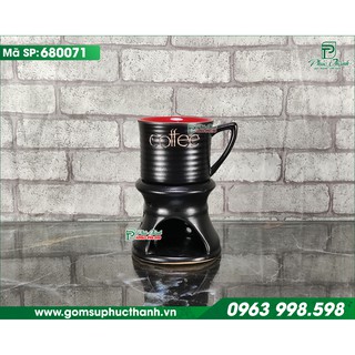 Ly cafe đốt nến bằng gốm sứ men gốm lòng đỏ gốm sứ Bát Tràng