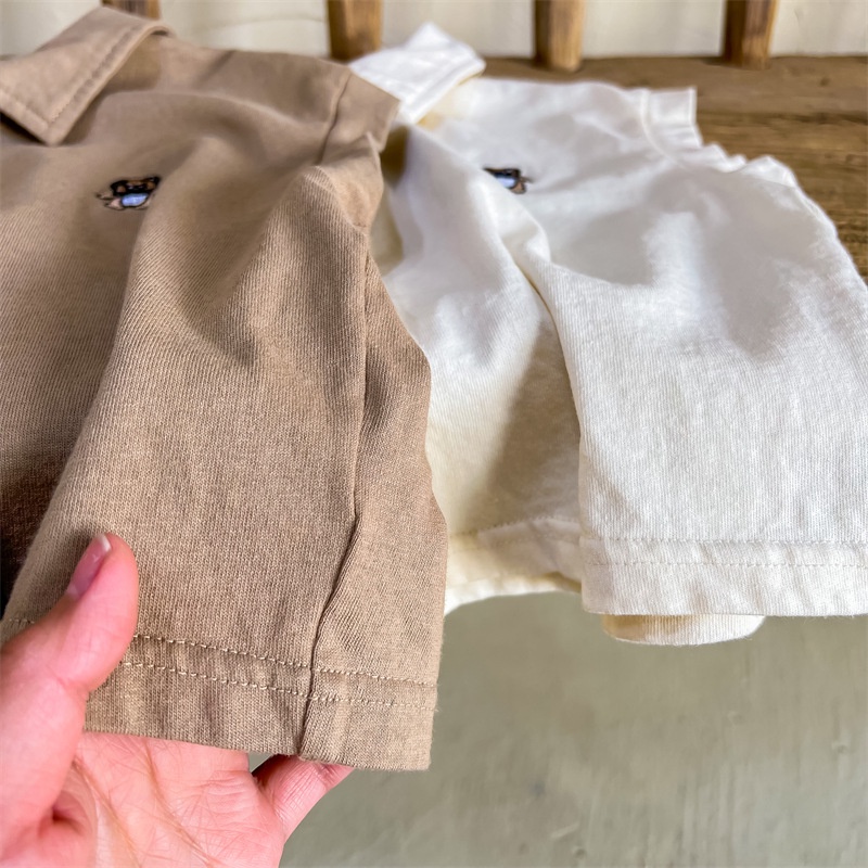 Áo polo Tay Ngắn In Hình Gấu Dễ Thương Phong Cách Hàn Quốc Thời Trang Mùa Hè Cho Bé