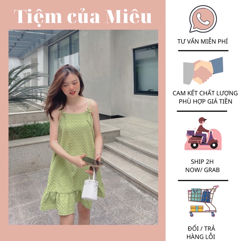 Váy 2s nơ dáng xuông đuôi cá xoè đi biển, đi chơi tiệm của Miêu