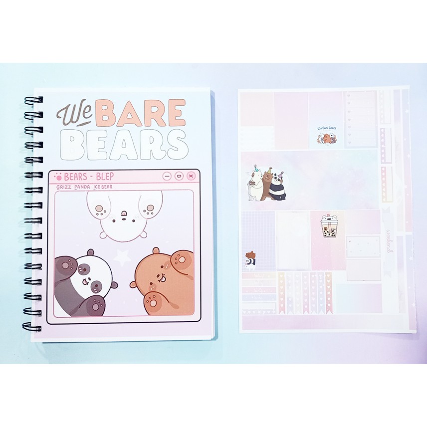 Sổ bullet journal ba anh em gấu SBJ28 A5 100 trang 160gsm chấm kẻ ngang monthly planner Sổ tay vẽ chì Sketchbook