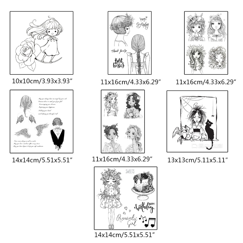 Bộ Con Dấu Silicone Trong Suốt Hình Cô Gái Trang Trí Album Ảnh