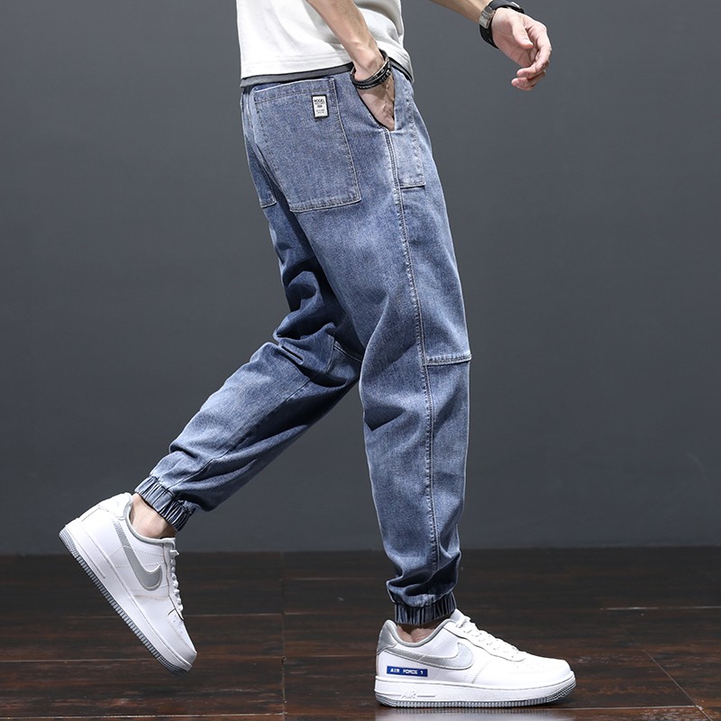 Y6601 - Quần jean jogger nam xuân thu họa tiết ngang gối