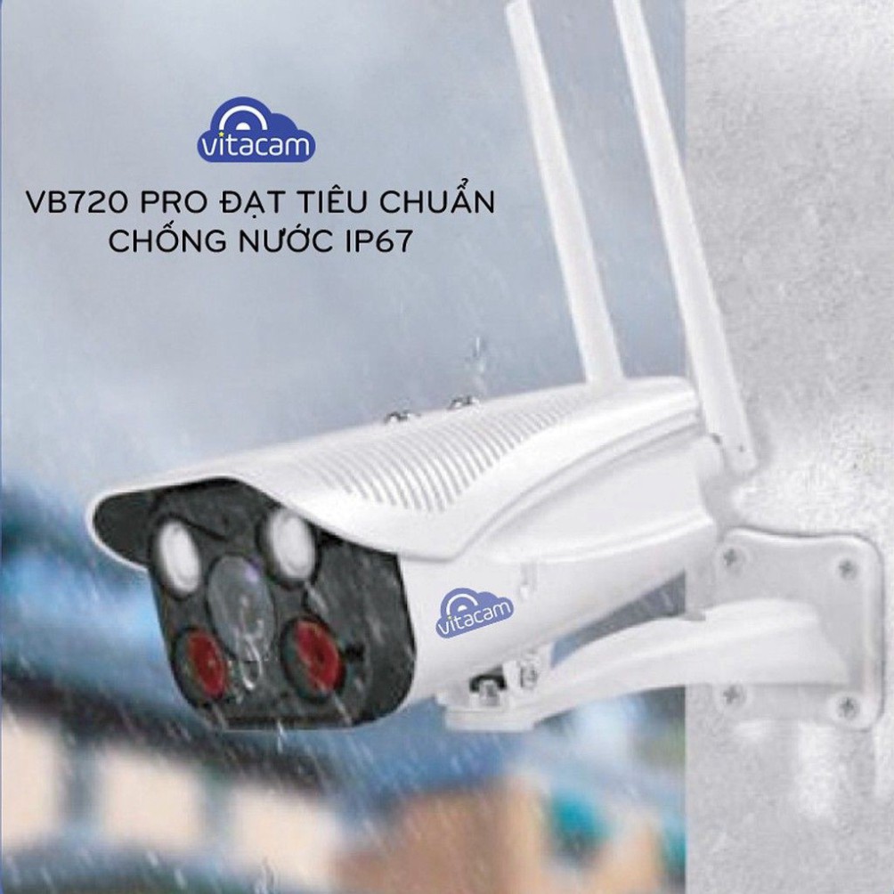 Camera IP Wifi Vitacam VB720 Pro Ngoài Trời Hình Ảnh có màu cả Đêm và Ngày - Hàng Chính Hãng bảo hành 24 tháng