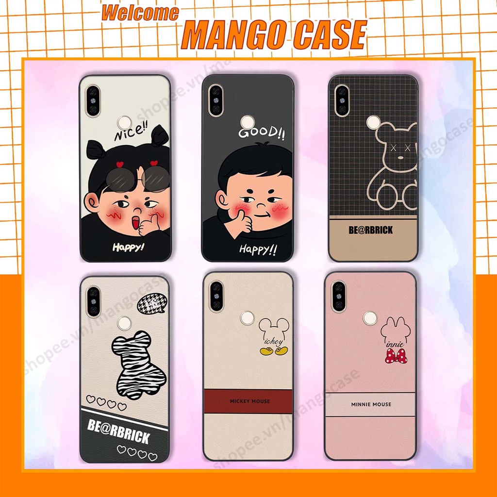 Ốp lưng Xiaomi Mi A2 in hình happy nice, bé gấu đáng yêu