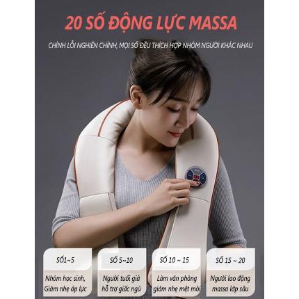 MSG22Đai Matxa Cổ Vai Gáy Chống Đau Mỏi Gối Massage Hồng Ngoại máy massage vai gáy có tích hợp hệ thống gia nhiệt nóng đ